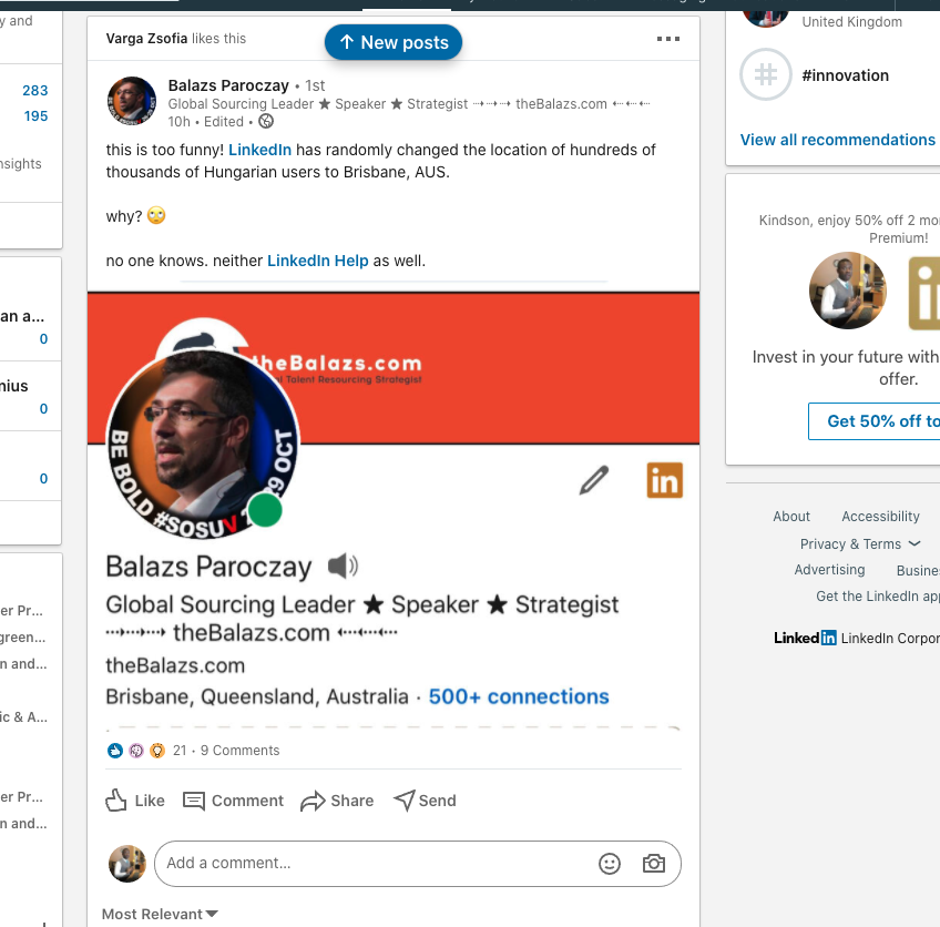 Hungarian user locations changed to Brisbane, Australia